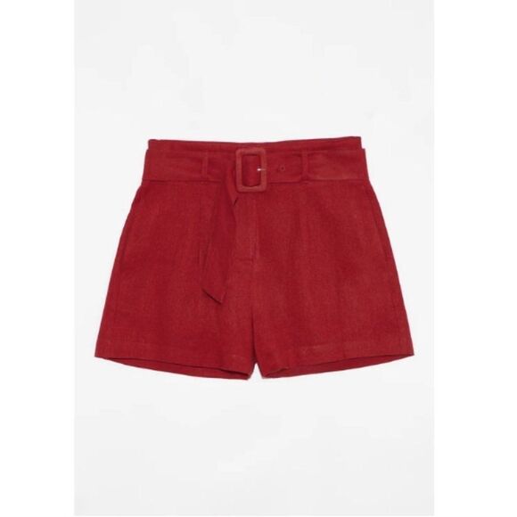 Dèluc Sz. S New with Tags Linen Blend Marylin' Short in Fire Brick - Picture 4 of 9